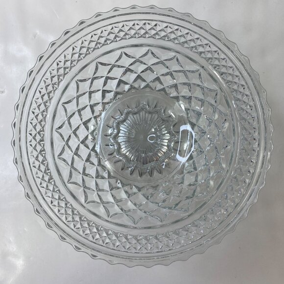 Anchor Hocking Wexford Crystal Pedestal Candy Bowl Dish With Lid Vintage - Picture 3 of 11